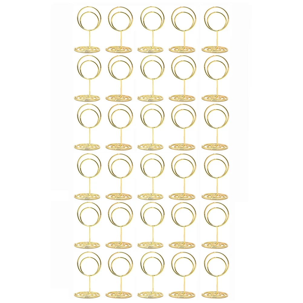30 Pack Round Table Card Holders Gold Metal 50mm Table Number and For Photo Holder Clips for Wedding Banquet or Party