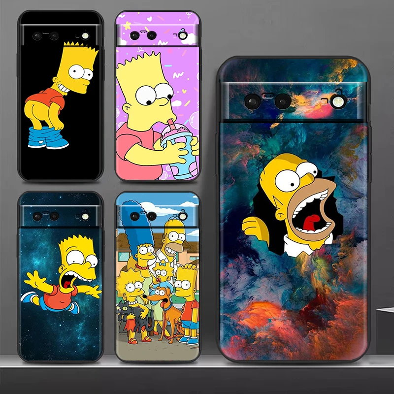 

Disney Simpson Family For Google Pixel 8 7A 7 6A 6 5A 5 4 4A XL 5G Black Silicon Shockproof Shell Phone Case