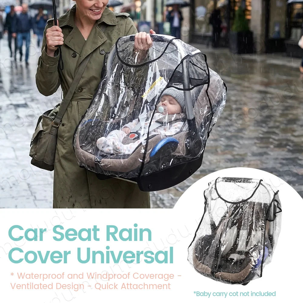 Baby Safety Seat Windproof Rain Cover Dustproof Transparent EVA Stroller Baby Carriage Rain Cover Dust Cover