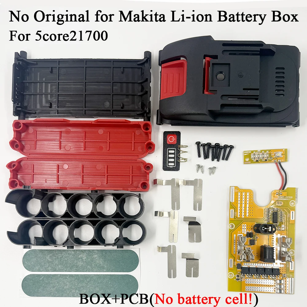 5-элементный корпус литиевой батареи 21700, защитная плата PCBA BMS для Lomvum Zhipu Hongsong Jingmi, без оригинального для Makita Box 5-элементный корпус литиевой батареи 21700, защитная плата PCBA BMS для Lomvum Zhipu Hongsong Jingmi, без оригинального для Makita Box