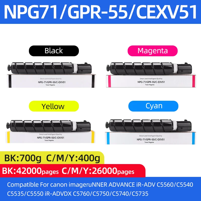 

NPG71 GPR-55 C-EXV51 NPG-71 Toner Cartridge Compatible For Canon IR ADV C5535 C5540 C5550 C5560 DX C5735 5740 5750 5760 Printer