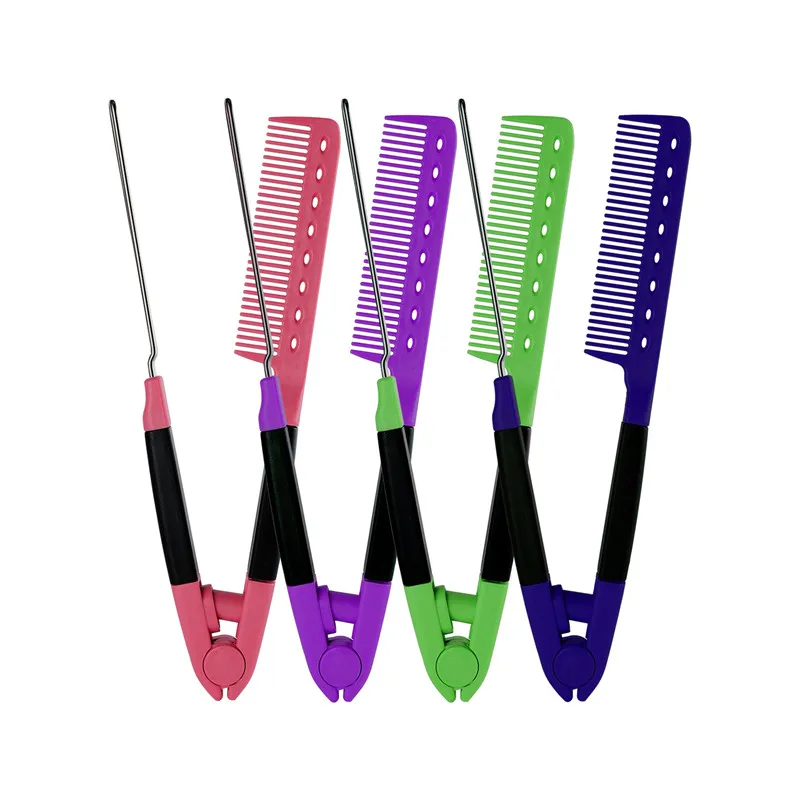 V Type Washable Folding Hair Straightener Comb Plywood Comb Hollow Card Slot Comb Hairdressing Brush Comb Hair Styling Tool