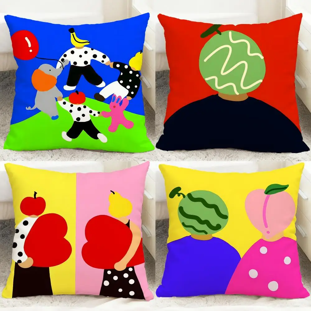 Cute Fruit Character Cushion Cover Comfortable Reversible Pillow Cover Ideal for Car Sofa Bedroom & Beyond