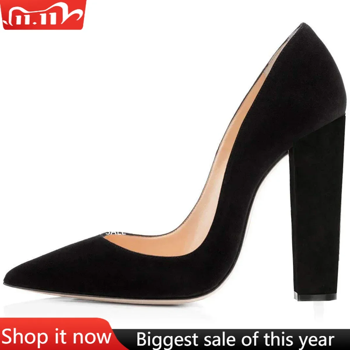 

【Measure your feet length before order】Luxury Designer Women High Heel Prom Pump Pointy Toe Plus Size Office Lady Shoe 11-CHC-11