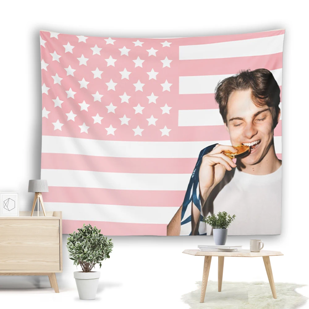 O-Oscar Piastri Pink American Flag Tapestry Wall Hanging  Racing Driver Poster Decorative Blanket Bedroom Living Room Home Decor
