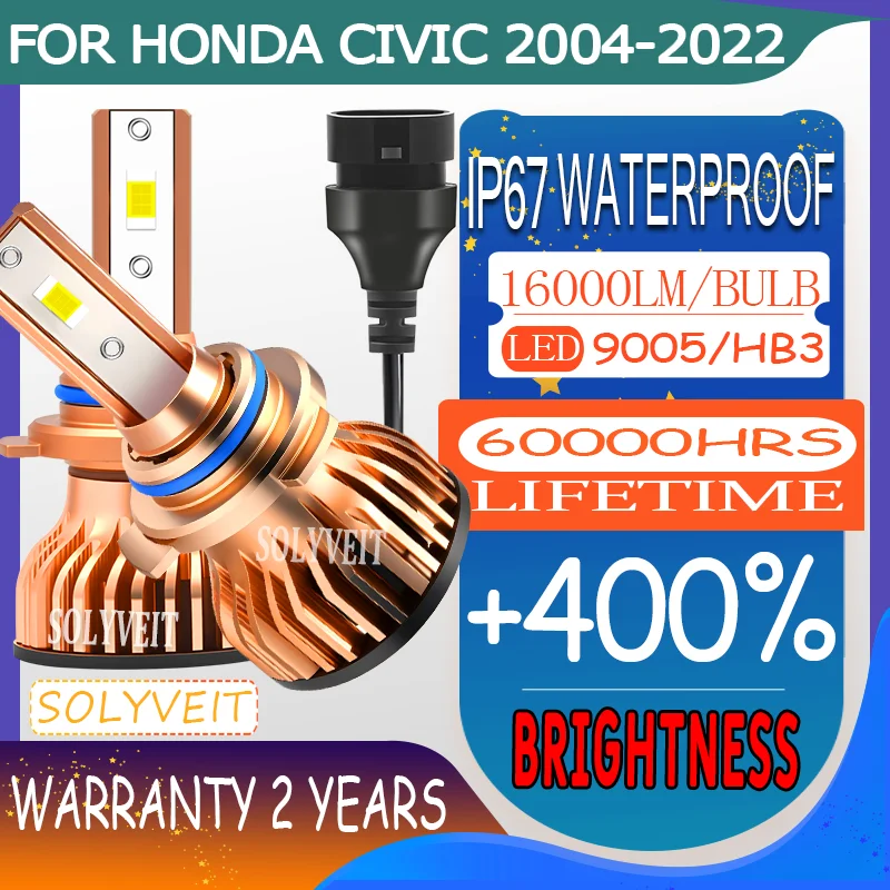 

IP67 Waterproof High Brightness Plug N Play LED High Beam For Honda Civic 2004 2005 2006 2007 2008 2009 2010 2011 2012 2013-2022