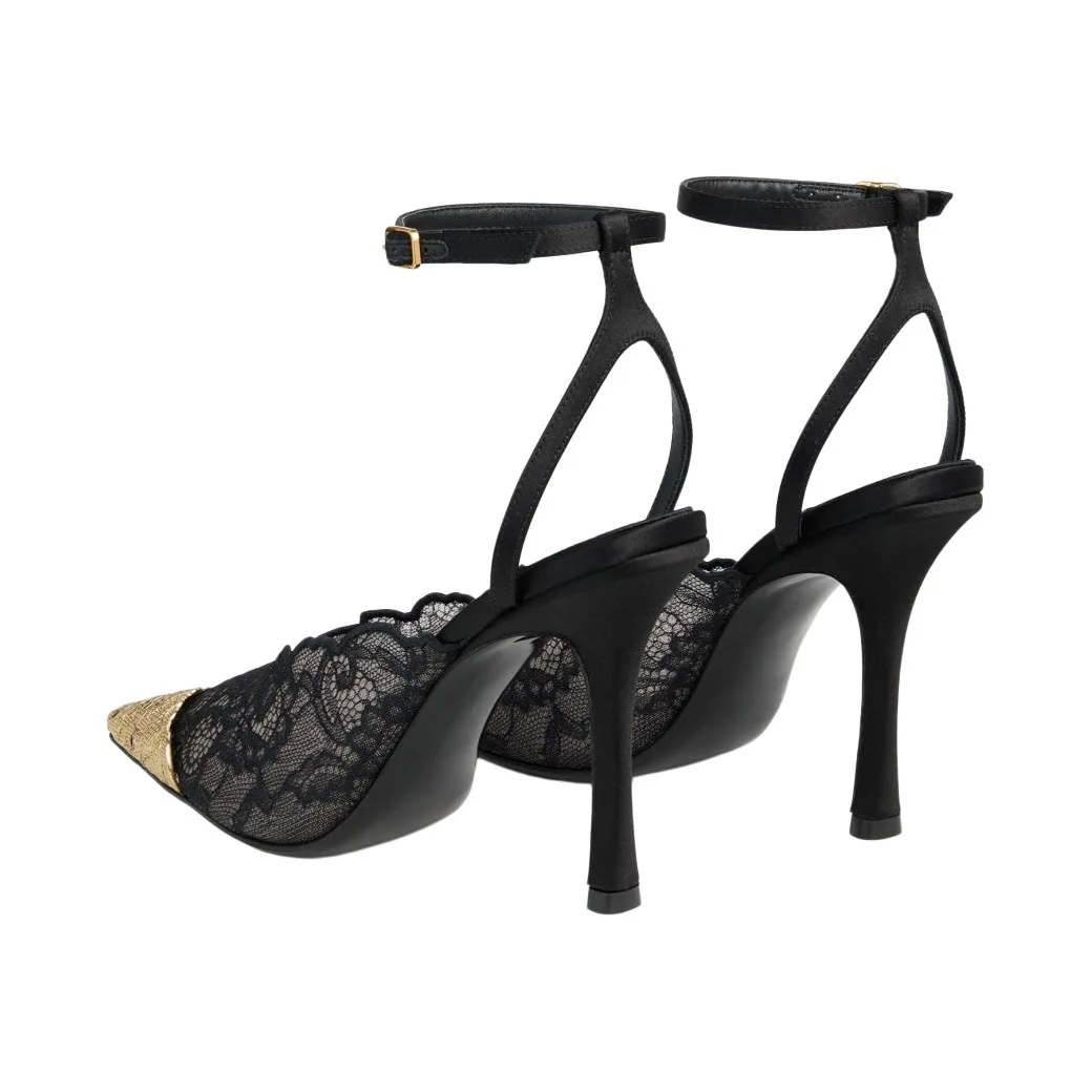 Kiva - Lace Embroidery Metal Pointed Heels Pink detail 14