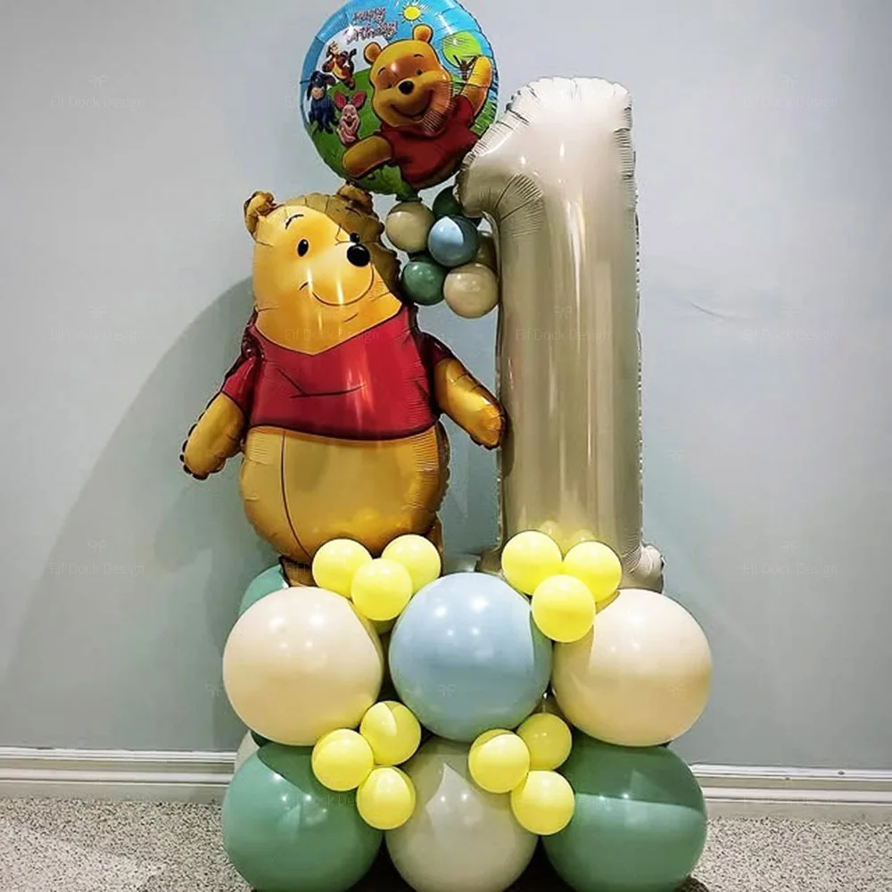 

1 комплект, воздушный шар на тему Винни, медведя, 40 дюймов, кремовый номер, 1-9, фольгированный шар для мальчиков и девочек, украшение для дня рождения, подарок для детского душа