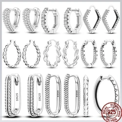 New Women's Earrings 925 Sterling Silver Shiny Zircon Star Moon Earrings Luxury Party Jewelry Gift Birthday Anniversary