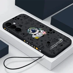 Spaceship Astronauts Phone Case For Samsung Galaxy S26 S25 S24 S23 S22 Ultra S25 FE A17 A56 A55 A54 A36 A16 Soft Lanyard Cover