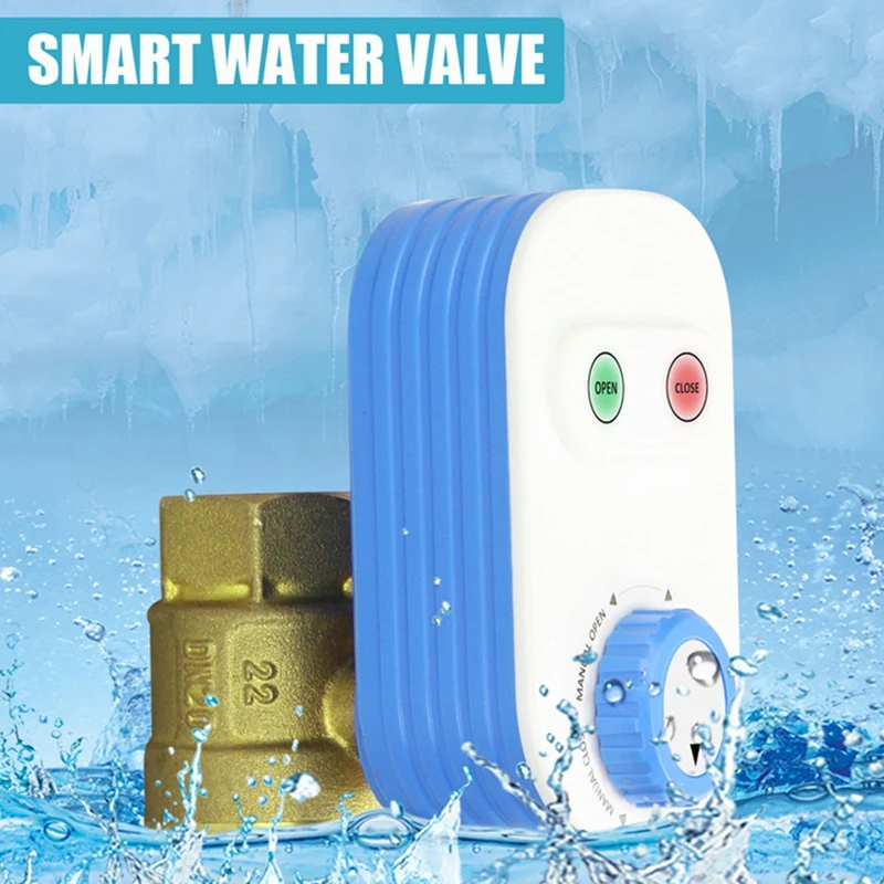 ABRU-Tuya Wifi Water Valve Shutoff Controller For Alexa Google Assistant Smart Remote Control Ball Valve DN20 3/4Inch