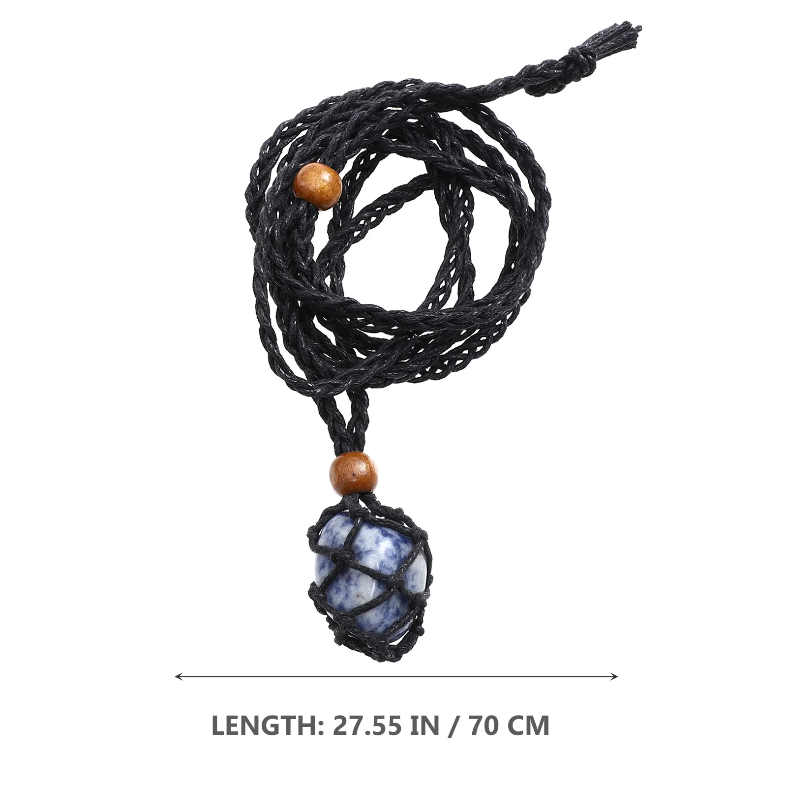

2 Pcs Necklaces Pendant Weave Holder Stone Adjustable Sweater Chain Net Bag Gift Miss