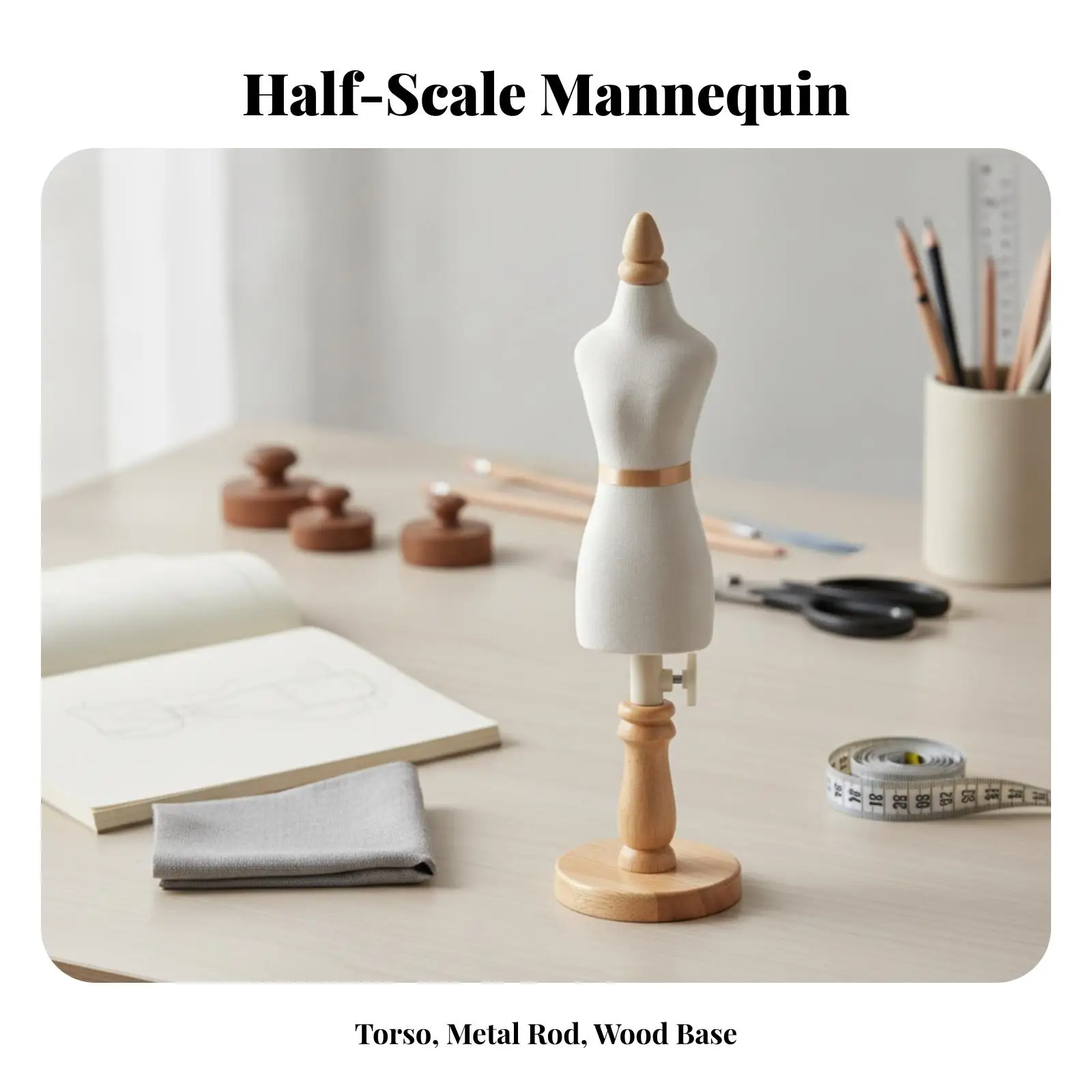 Small Mannequin for Design Work Adjustable Metal Height Dress Form for Garment Fitting and Miniature Sewing