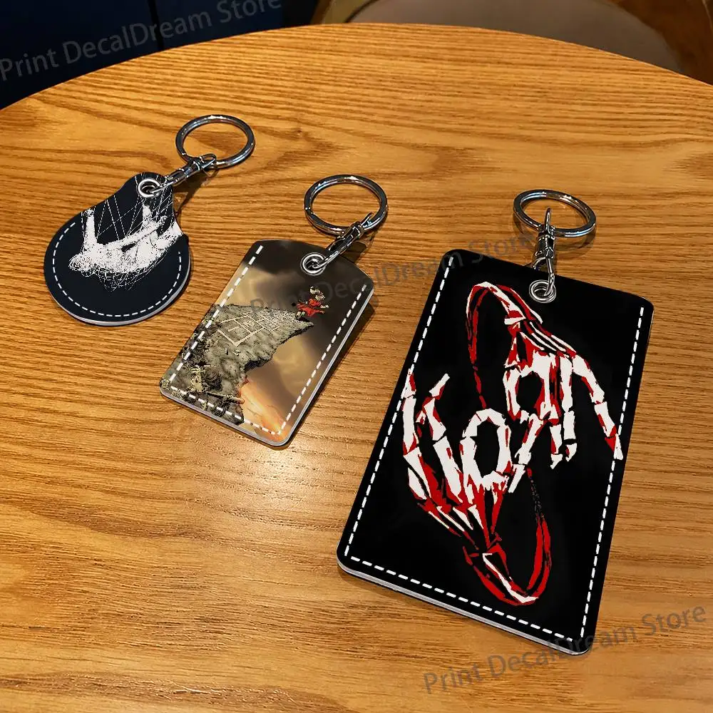 K-Korn Untitled PU Leather Card Holder Keychain Key Ring Door Lock Access Tag ID Access Card Air Tag Case Keychain Card