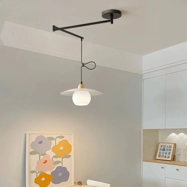 

Removable long pole pendant light restaurant rocker arm Bauhaus dining table movable artifact designer bedroom and study light