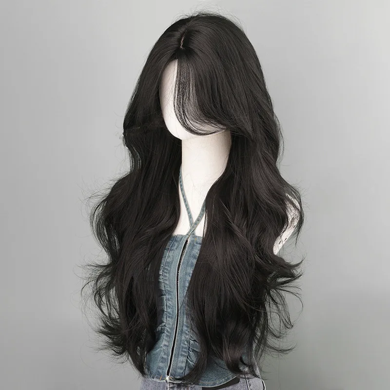 Peluca rizada ondulada, viento natural esponjoso, cubierta de cabello transpirable de seda de alta temperatura, cabello natural para fiesta de juegos de rol,