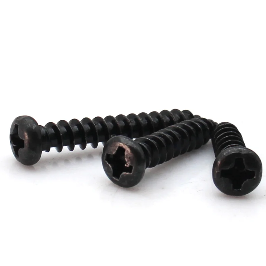 5-80pcs 304 Stainless Steel Phillips Black Pan Head Self Tapping Screws Cross Recessed Screw M1.7 M2 M2.3 M2.6 M3 M3.5 M4 M5 M6