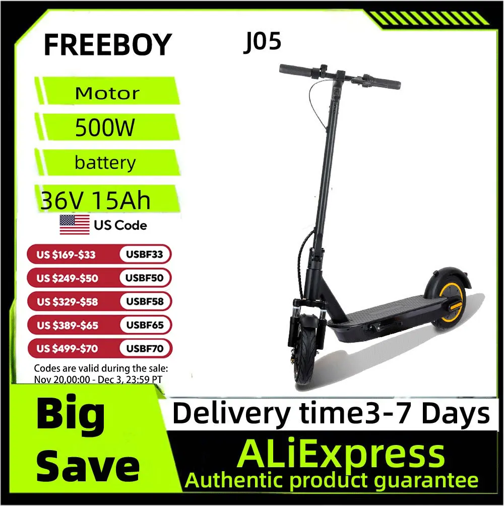 

FREEBOY J05 Adult Electric Scooter 500W Motor 36V 15AH Folding E-Scooter city eScooter