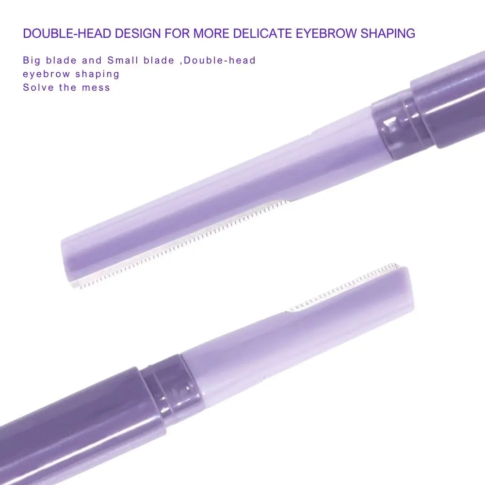 Nóż do przycinania brwi, fioletowy, dwustronny trymer do brwi - bezpieczny, przenośny trymer dla początkujących, narzędzie do usuwania włosów z twarzy