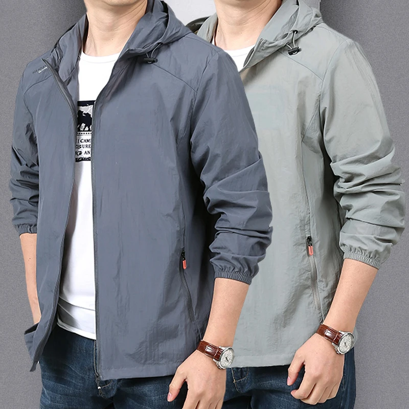 Ultra-Thin Summer Men's Sport Jacket Outdoor Casual Sun Protection Ice Silk Quick-Dry Breathable Skin Clothes Fashion Urban S...