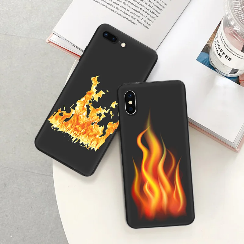 Matte Phone Case For iphone 16 Plus 15 14 13 12 11 Pro Max Mini 7 8 XR 16Pro XSMax Purple Blue Flame Sea wave Black Soft Cover