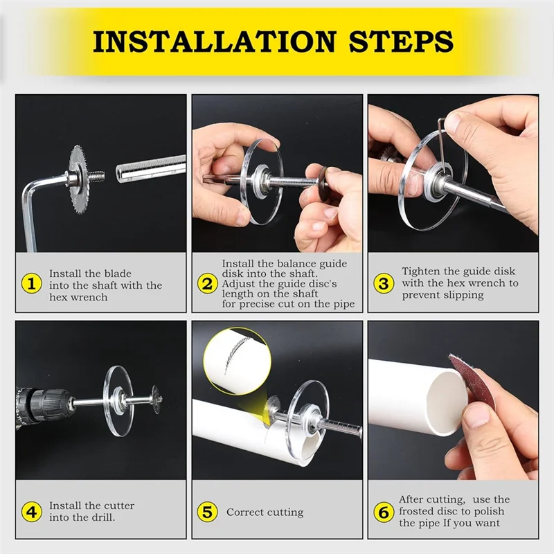 Inside Pipe Cutter For PVC Pipe Cutter Tool, Cutter Tool With 3.15Inch Scale Adjustable , 5Pcs Saw Blades And Hex Shank