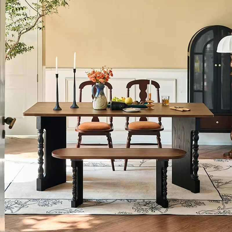 

Обеденный стол в стиле середины века, квадратный, с деревянной столешницей, высококачественный обеденный набор на 6 человек для ресторанов и обеденных зон.