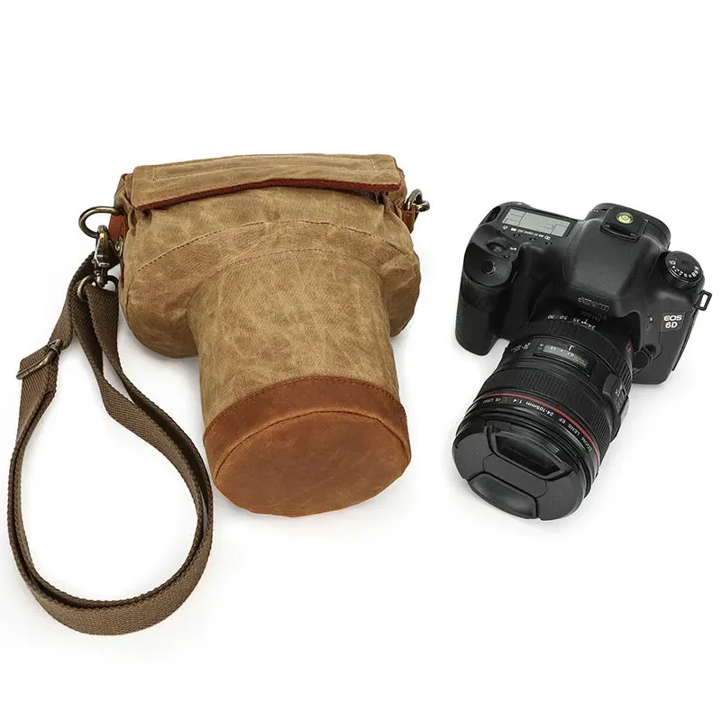 New Vintage Waxed Canvas Shockproof DSLR Camera Bag Waterproof Canvas Casual Bags K-809