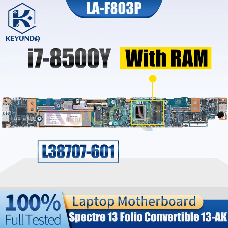 For HP Spectre 13 Folio Convertible 13-AK Notebook Mainboard LA-F803P SRD21 i7-8500Y With RAM Laptop Motherboard Full Tested