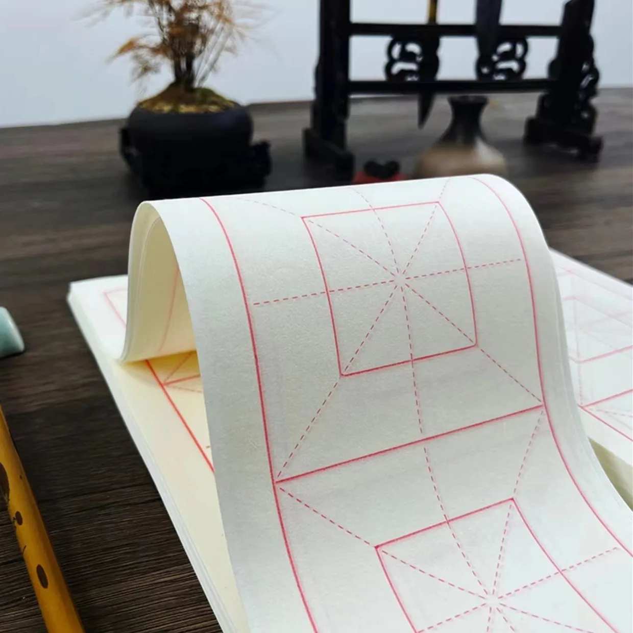 100 Sheets 4 Grid Calligraphy Practice Paper White Rice Paper for Chinese Letter Writing Beginner Perfect for Pen and  Brush