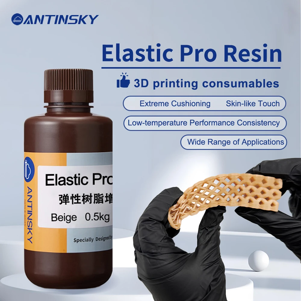 

Antinsky Elastic Pro Resin for DLP LCD resin 3d printer 405nm 0.5kg High flexibility and high resilience