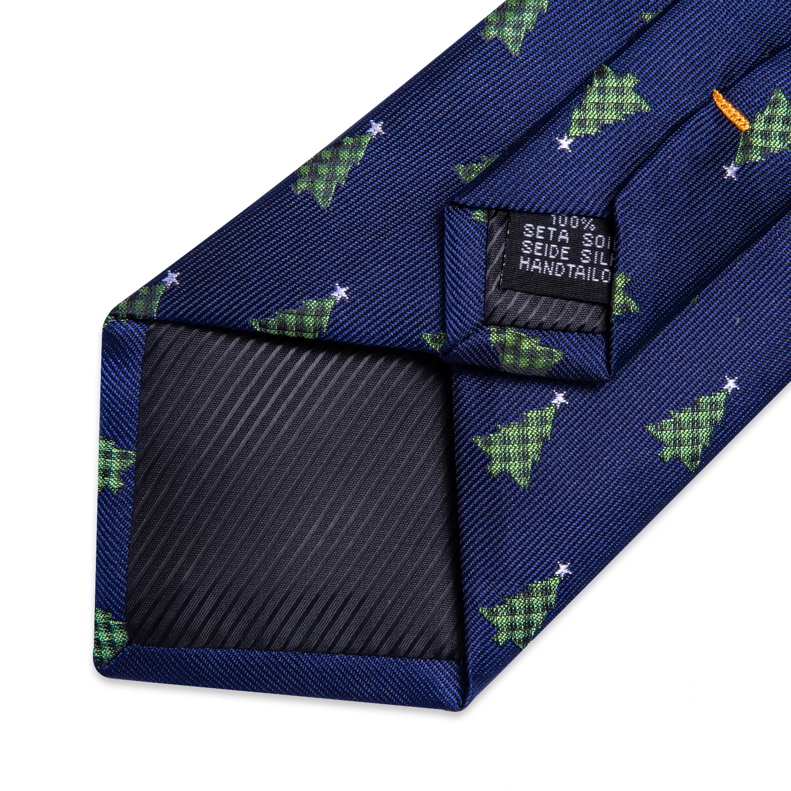 Luxury Men's Tie Christmas Necktie Pocket Square Cufflinks Set Christmas Tree Blue for Male Men Wedding Business Party Gift