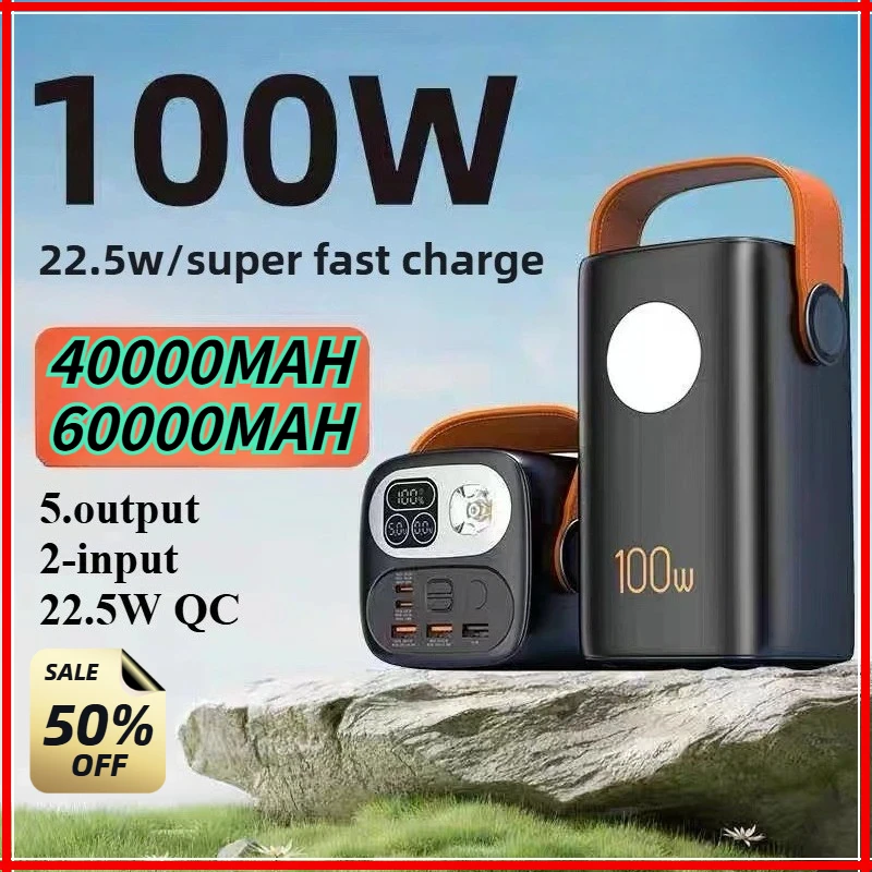 

40000mAh 60000mAh Power Bank Super Fast Charging Outdoor Mobile Power Supply for Laptop For IPhone For Xiaomi For Huawei