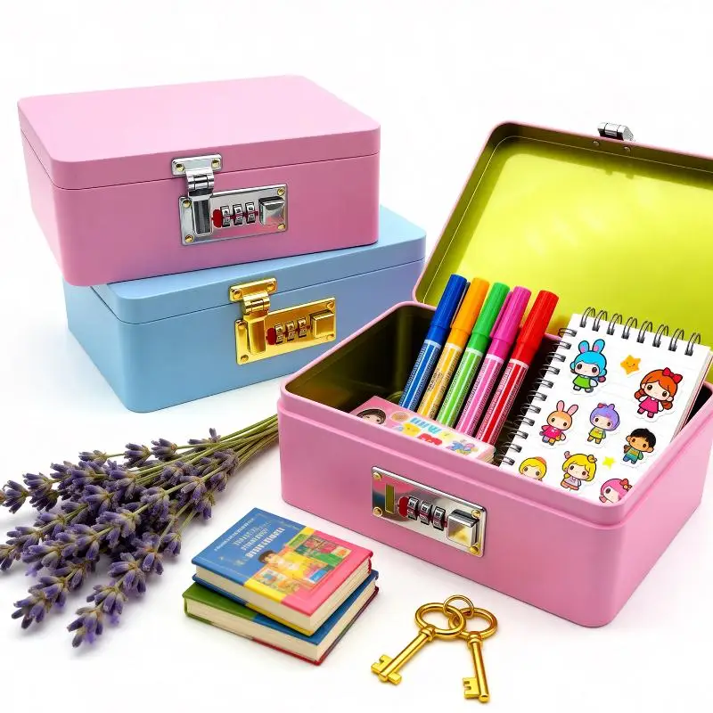 1Pcs Piggy Bank Organizer With Lock Iron Box Password Lock Money Saving Coin Box Treasure Box For Cash Dollars Cents Kid Gift