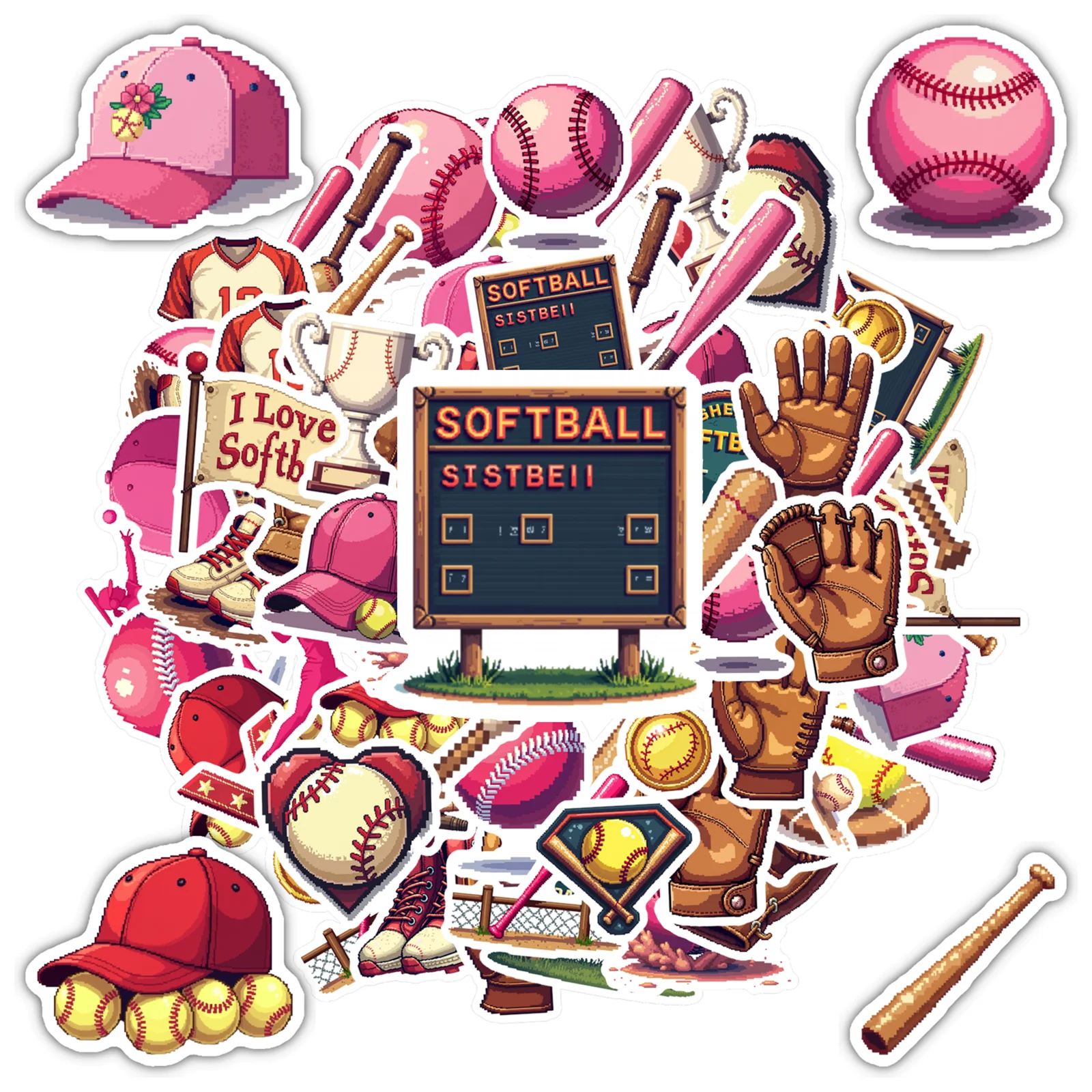 

35-70 шт. ретро-наклейки для софтбола, милые бейсбольные канцелярские наклейки, DIY-наклейки для ноутбуков, багажа, скрапбукинга, дневников