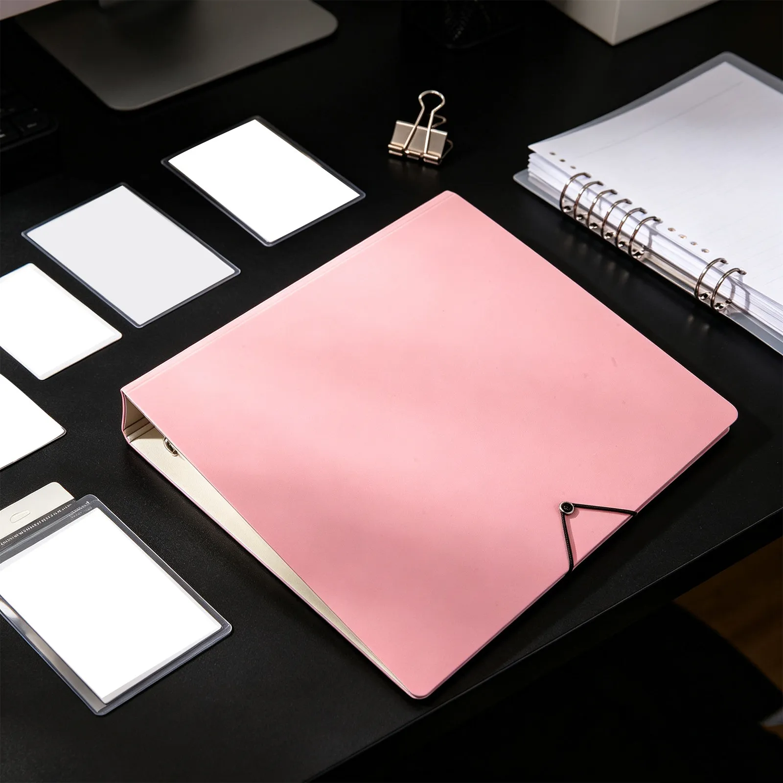 A4 Kpop Photocard Binder Pink 25 Pages 9 Pocket Card Pocket Album Dustproof Metal Ring Storage Photocards Binder