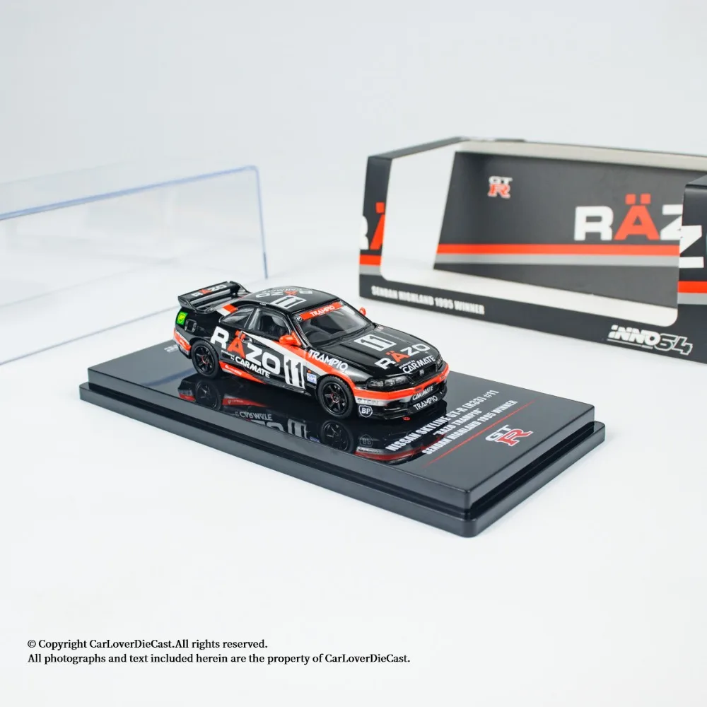 

INNO 1:64 NISSAN SKYLINE GT-R R33 # Модель автомобиля RAZO TRAMPIO из литого под давлением сплава, 11 штук