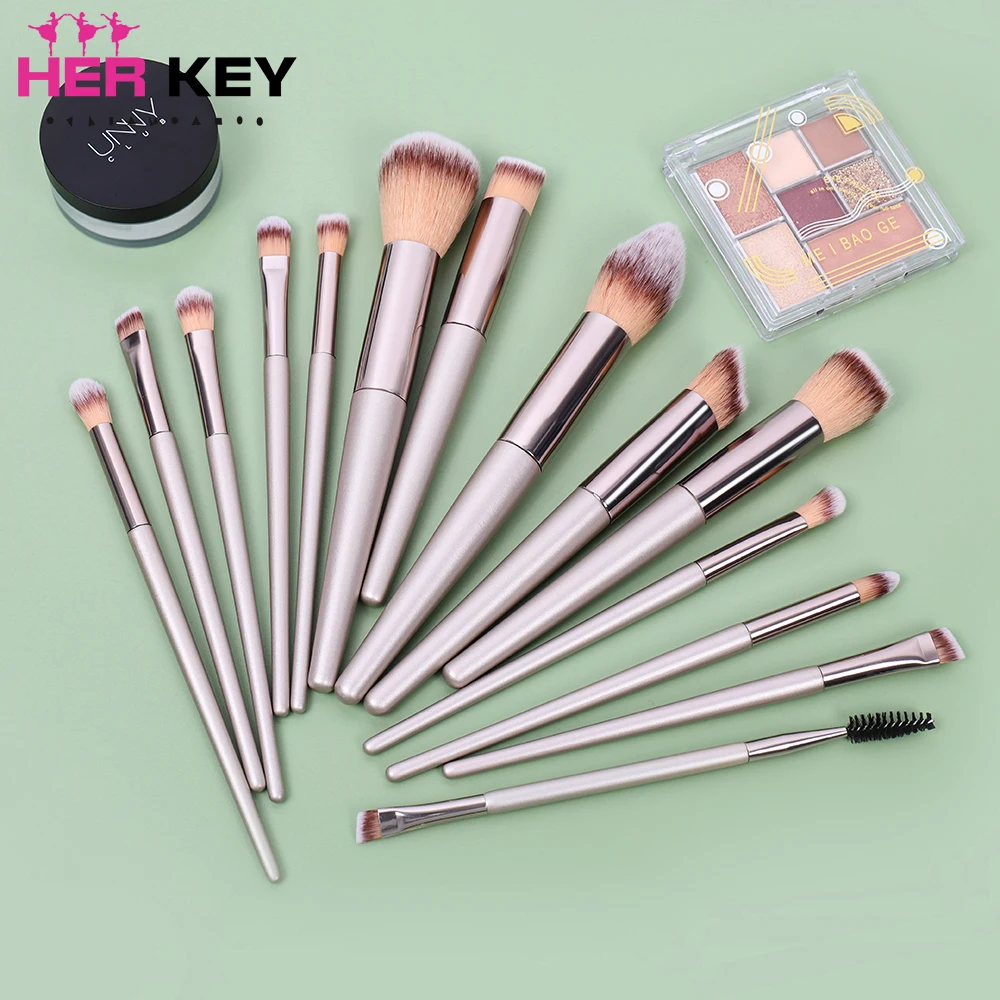 14pcs/set Frosted Silver Makeup Brush Set Foundation Powder Blush Lip Brow Eye Shadow Eyeliner Eyelash Eyebrow Brush Makeup Tool