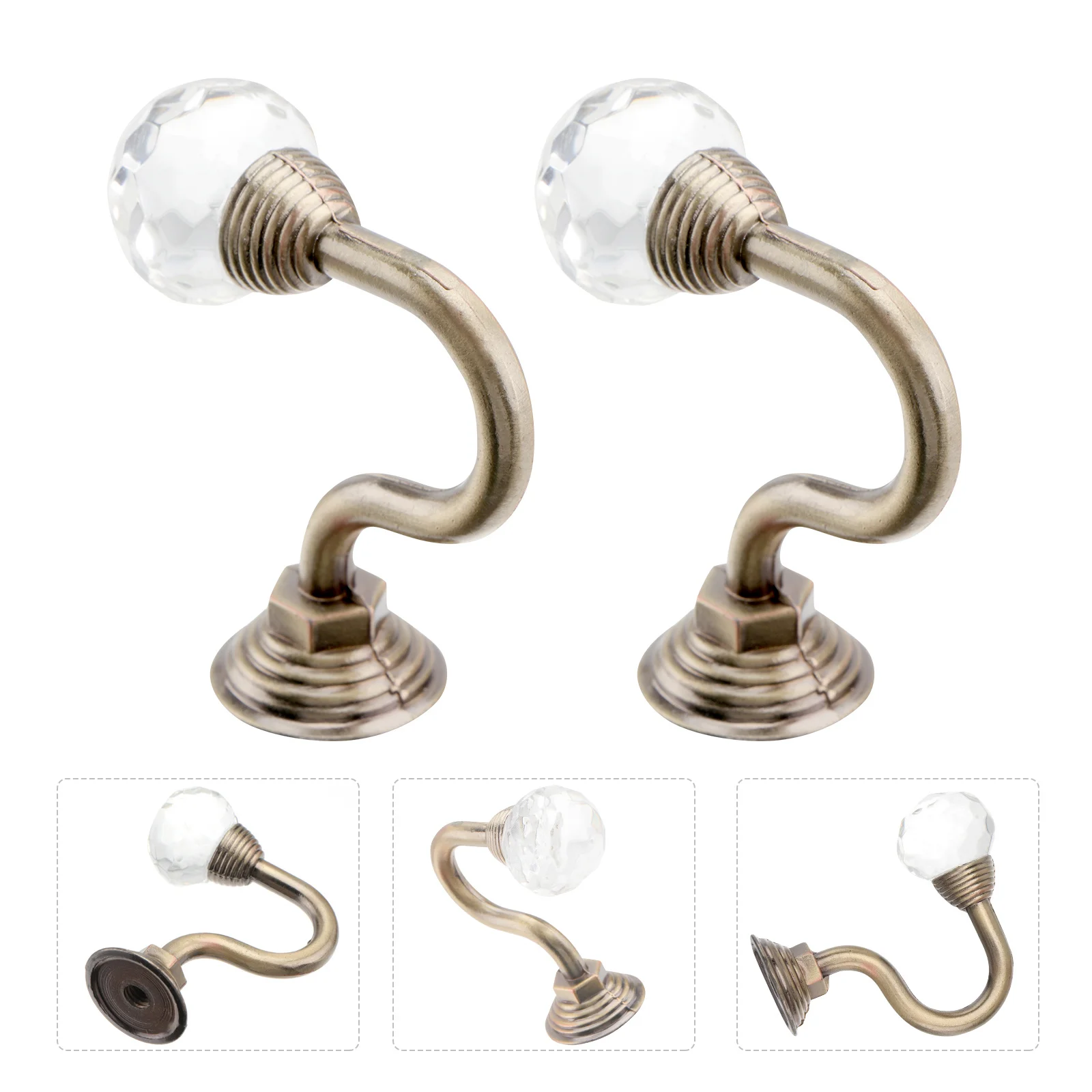 

2Pcs Curtain Hooks Zinc Alloy Wall Mounted Hook Stylish Home Decor Holdbacks for Curtains Coats Tassels Wall Hooks