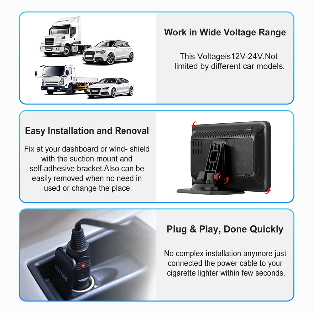 7 Inch Touch Screen Car Portable Wireless  CarPlay Android Auto Multimedia Player Bluetooth PhoneLink FM Radio