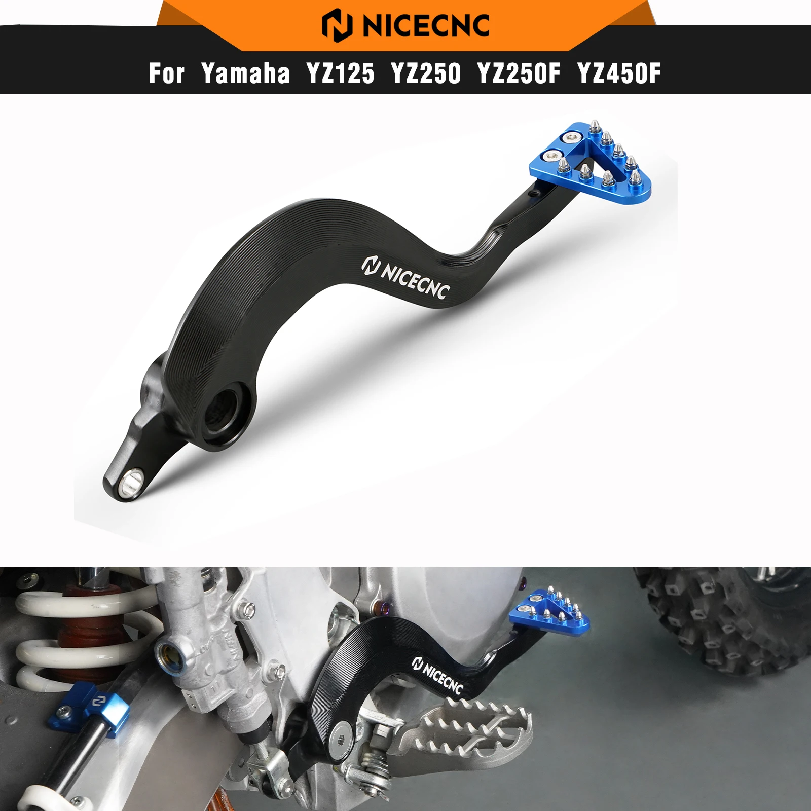 NICECNC Adjustable Forged Aluminum Brake Pedal Lever For Yamaha YZ125 YZ250 2005-2024 YZ125X 2017-2023 YZ250X 2016-2023 2022