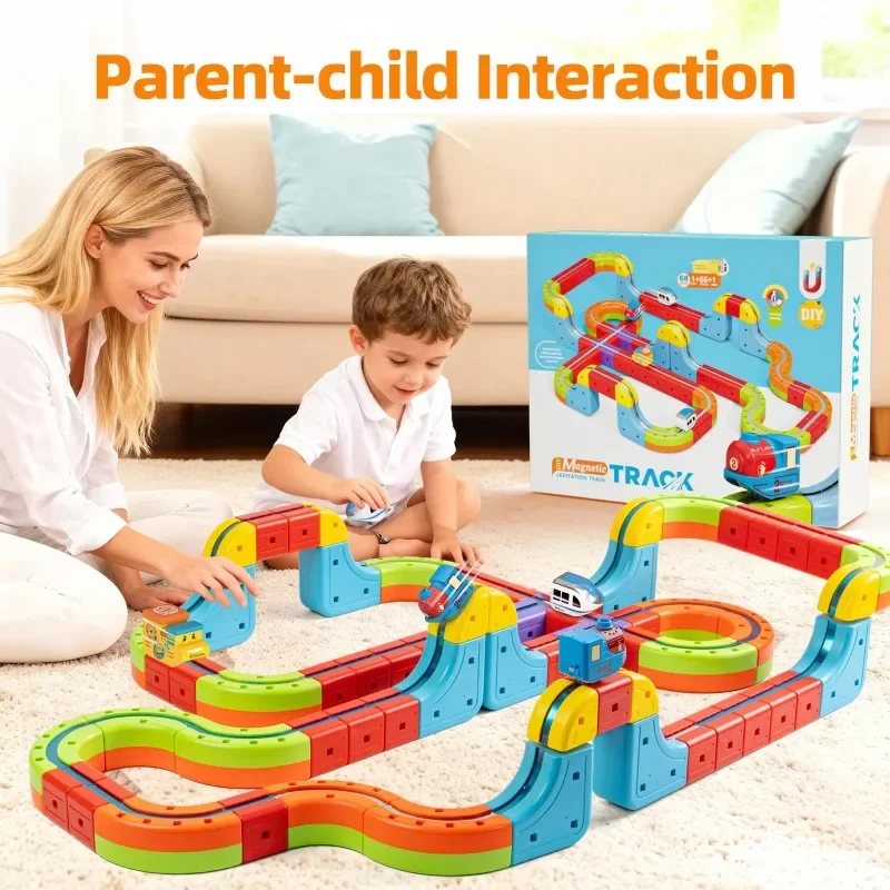 Magnetic Levitation Electric Train Set 3D DIY Building Track Blocks with Anti-Gravity Rail Car STEM Educational Toy for Kids