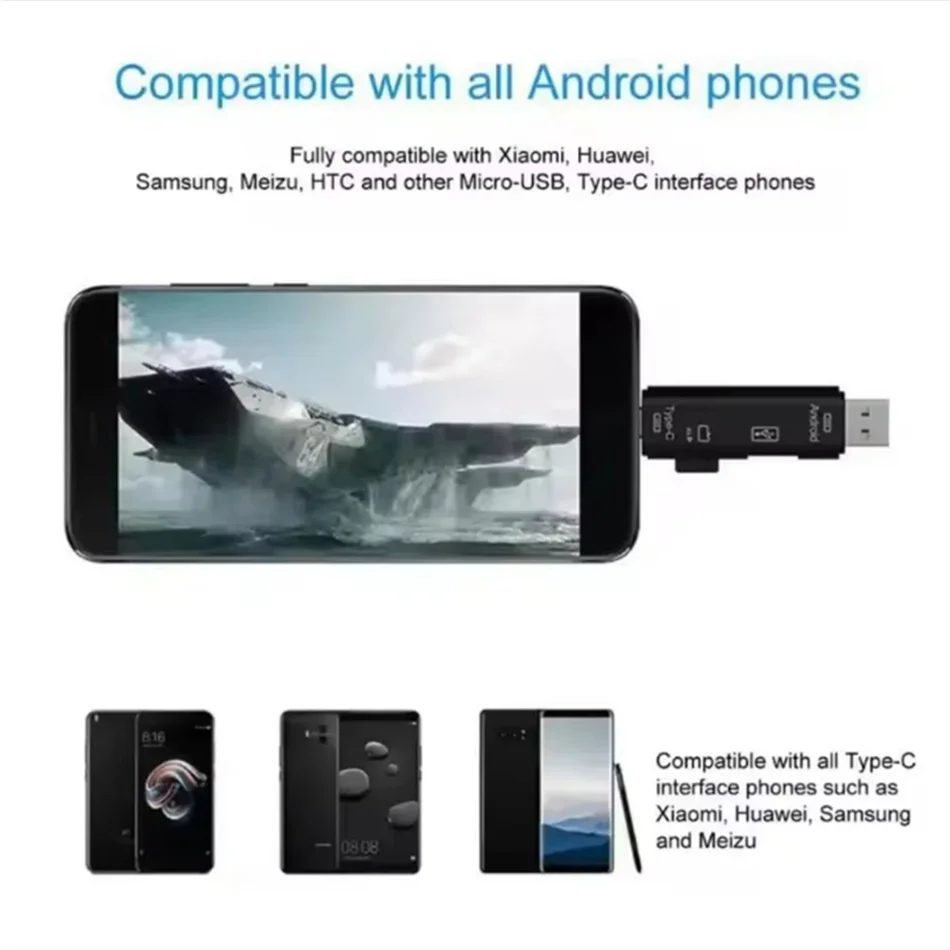 

New 5 in 1 Multifunction USB 2.0 Type C/USB/Micro USB/SD/TF Memory Card Reader for Android Computer Dock OTG Type C Adapter