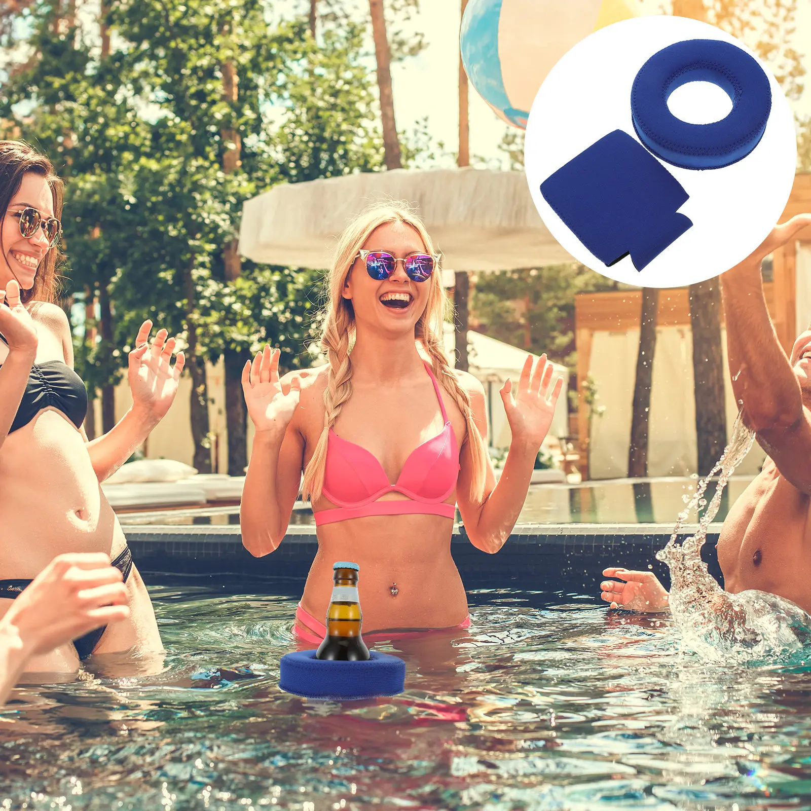 1Set Neoprene Floating Coaster Lightweight Portable Drink Float Holder Fits Standard Cans Bottles Pool Party Water Fun Floating