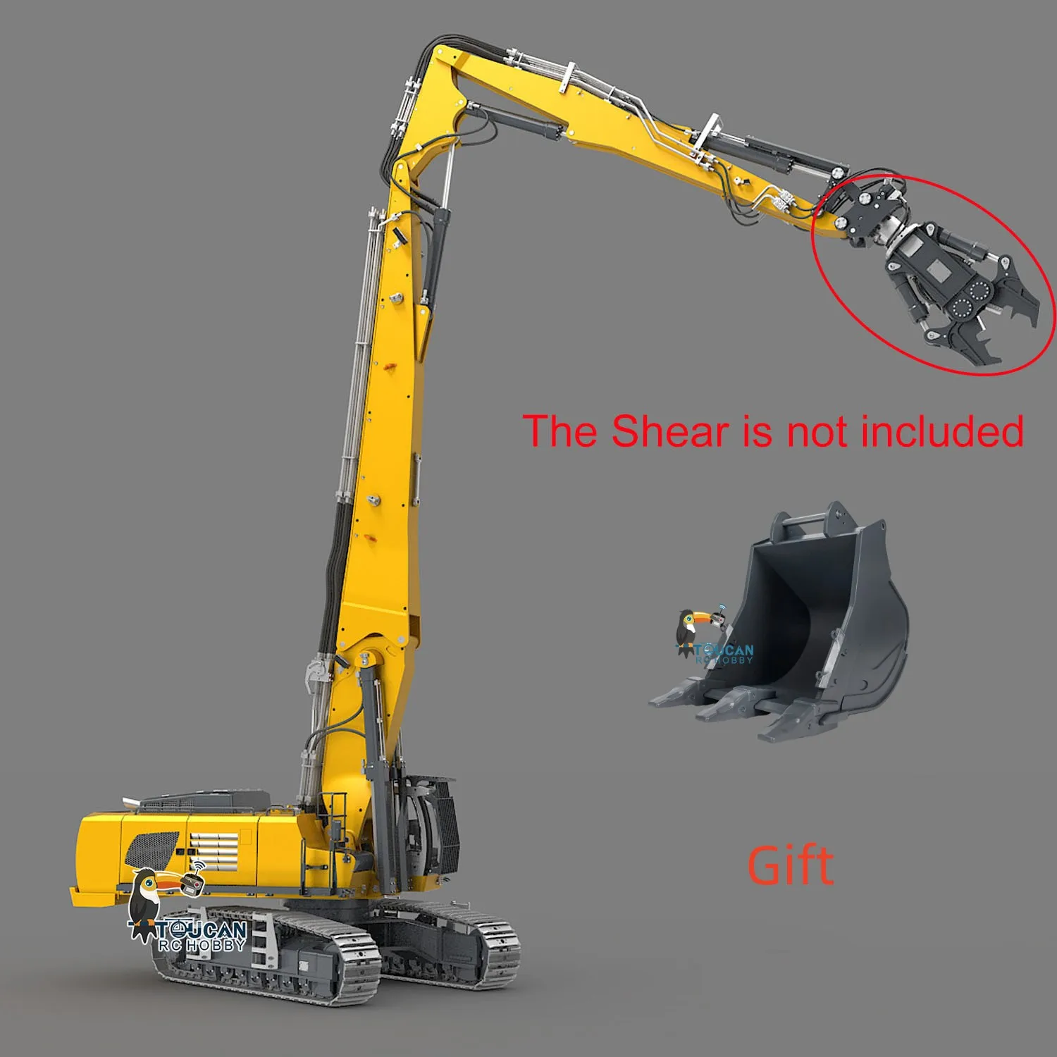 1/14 Hydraulic RC Excavators K970-300 Demolition Machine With Replaceable 2-arm Light Sound Remote Control TOUCAN Digger Toys 