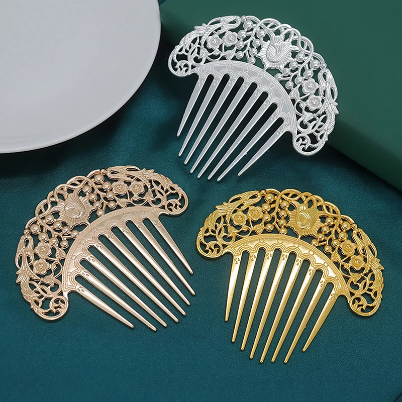 

Chinese Hairpin Retro Hair Comb Hanfu Dish Hairpin Hair Ornament Hollow Carved Hair Comb Exquisite Hair Accessories Gifts