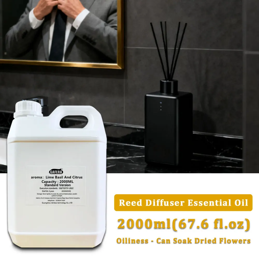 GAFERA 2000ML (67.6 fl.oz) Lime Basil Citrus/Hilton Essential Oils - For Reed Diffuser & Fireless Aroma Diffuser & Vine Diffuser