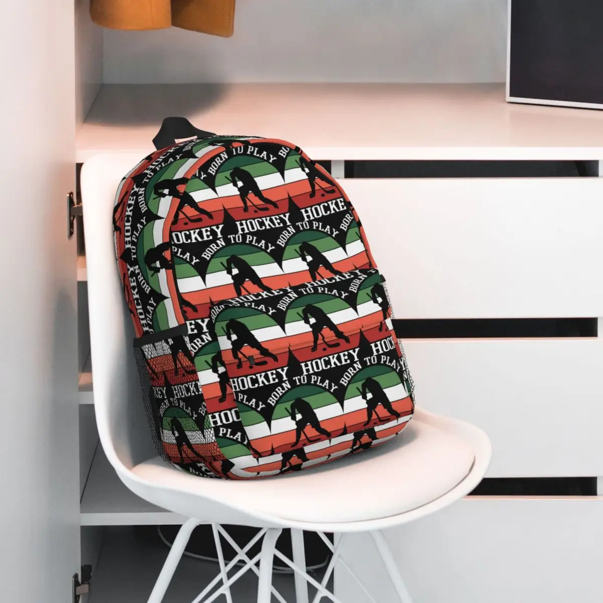 Born To Play Hockey กระเป๋าเป้สะพายหลังขายร้อน Daypack ขนาดใหญ่ความจุ Boys Girls BookBag กระเป๋าสะพายสําหรับผู้ชายผู้หญิงกระเป๋านักเรียนเด็ก