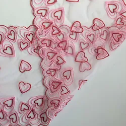 1Yard Tulle Lace Trim DIY Bra Sewing Fabrics Heart Pink Embroidery Lace for Lingerie Needle Work Women Panty Crafts Accessey