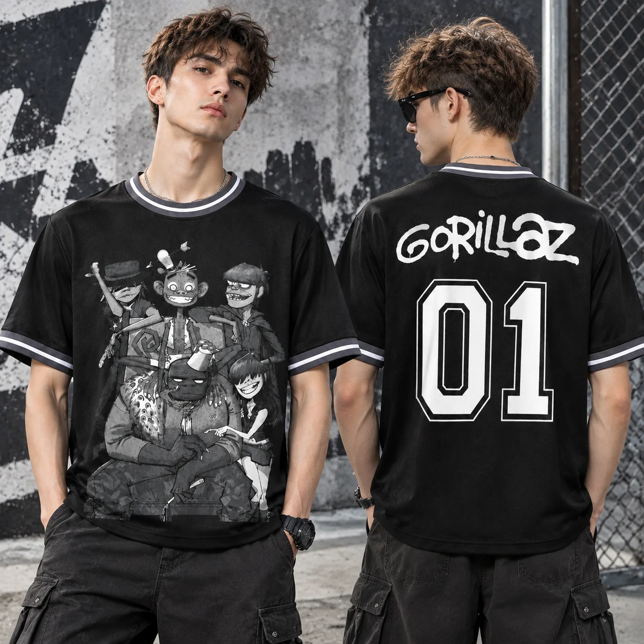 Classic Rock Gorillaz Band-Themed Basketball Jersey Collection Sports Crew Neck Short-Sleeve TShirt Gym Tank Top Family Matching
